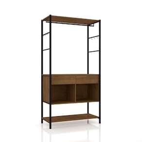Guarda Roupa Closet Industrial 2 Gavetas Veneza Preto-demolição 90cm - Pallazio