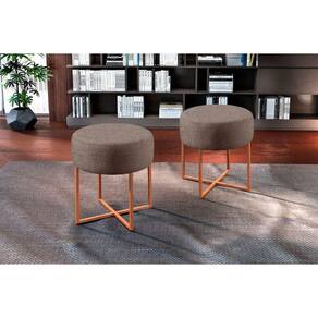 Conjunto 2 Puff Otávio Linho Castellar Móbile Cappuccino