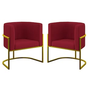 Kit 02 Poltronas Lua Com Base De Metal Gold Sala Reforçada Marsala