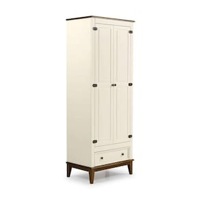Guarda-roupa Rústico 2 Portas E 1 Gavetas - Madeira Maciça E Mdf Off White