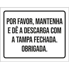 Placa - Mantenha E Dê A Descarga Tampa Fechada 36X46