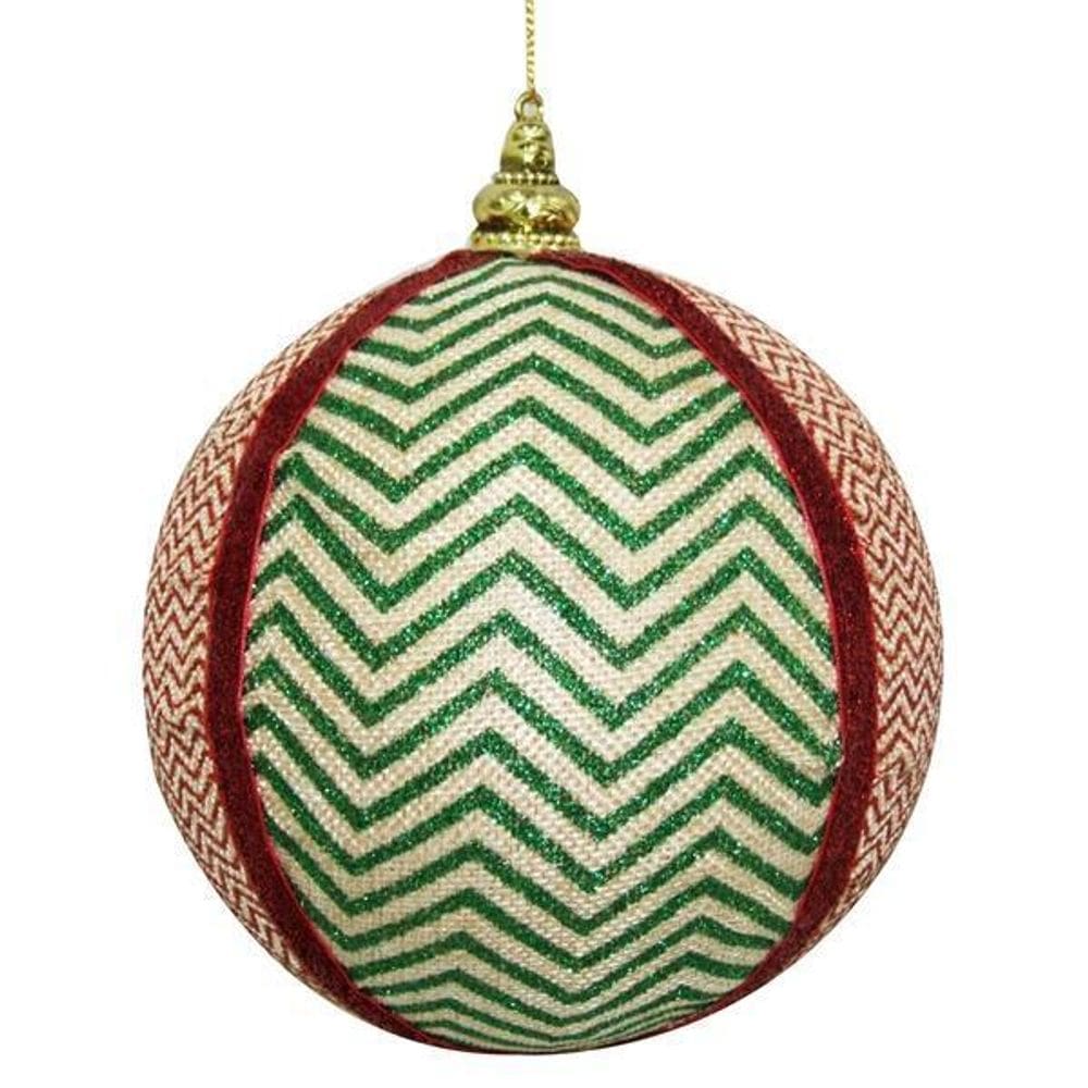 Enfeite De Natal Bola Verde Vermelha Arvore/Mesa/Porta 08Cm