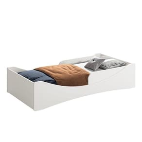 Cama Evolutiva Luna Branco Fosco, Proteção Lateral Lisa E Colchão D33 - Reller Móveis Branco Fosco