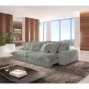 Sofá Luz Linho 02 Módulos De 100m B25cm Meu Sofá Online A230 Linho Cinza