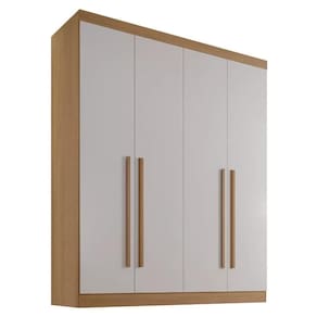 Guarda Roupa 4 Portas 3 Gavetas Da Vinci D`doro Cinamono Off White