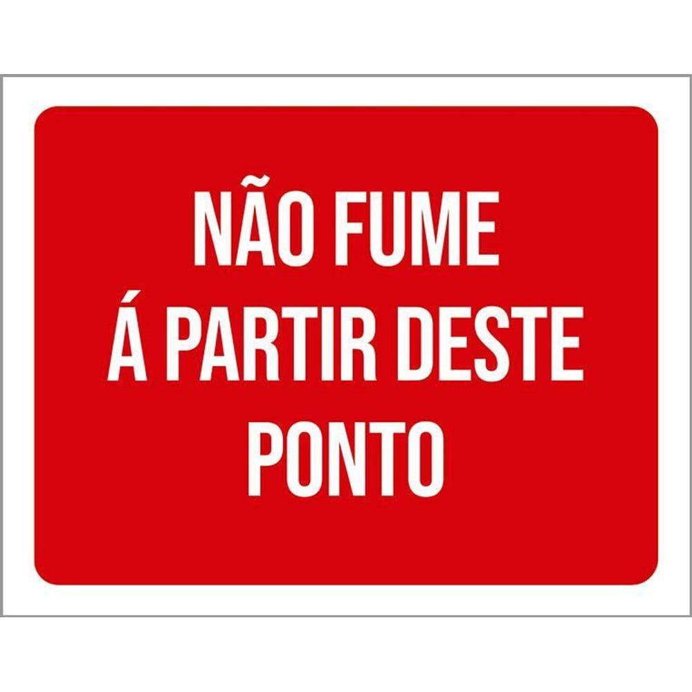 Placa Sinalização Não Fume Á Partir Deste Ponto 36X46