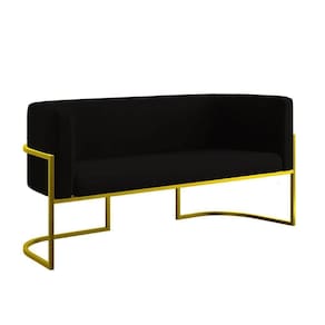 Sofá 2 Lugares Para Recepção Com Base Reforçada Balaqui Preto