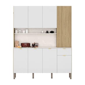 Armário De Cozinha Compacta 8 Portas E 1 Gaveta 161cm Dacar Freijó-artico - Pallazio