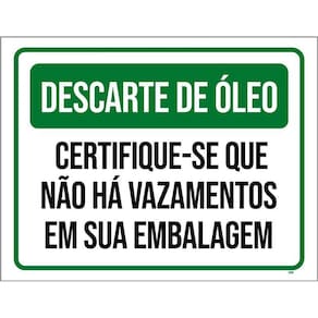 Kit 3 Placas Descarte De Óleo Vazamento Embalagem