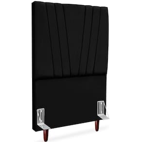 Cabeceira Solteiro 90cm Bell Suede Preto Rm Preto