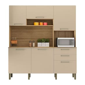 Armário De Cozinha Compacta 6 Portas E 2 Gavetas 180cm Dali Freijó-vanilla - Pallazio