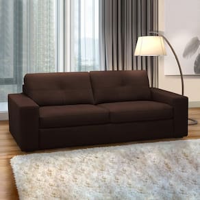 Sofá Decorativo Mendes 2 Lugares Sala De Estar 150cm Pés Em Madeira Couro Marrom Chocolate G88 - Gran Belo