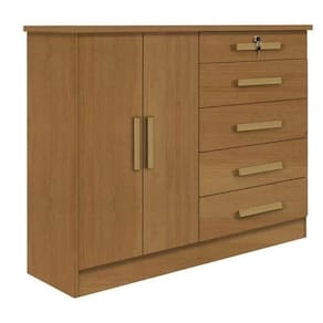 Cômoda New Athos 5 Gavetas Com Sapateira D`doro Cinamomo