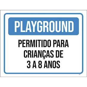 Placa Playground Permitido Crianças 3 A 8 Anos 36X46