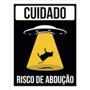 Placa Decorativa - Cuidado Risco De Abdução Et Alien 36X46