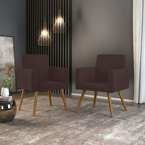 Kit 02 Poltronas Decorativa Sala Marrom