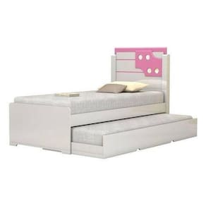 Cama De Solteiro Bibox Luiza Branco Com Rosa/ Com Auxiliar - Vitamov 0420872