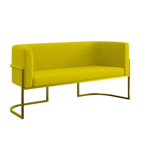 Sofá Namoradeira 2 Lugares Moderna Base Metal Gold Balaqui Amarelo