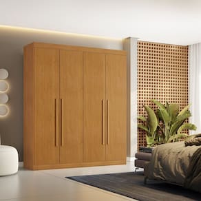 Guarda-roupa Casal 4 Portas 3 Gavetas Caribe Cinamomo
