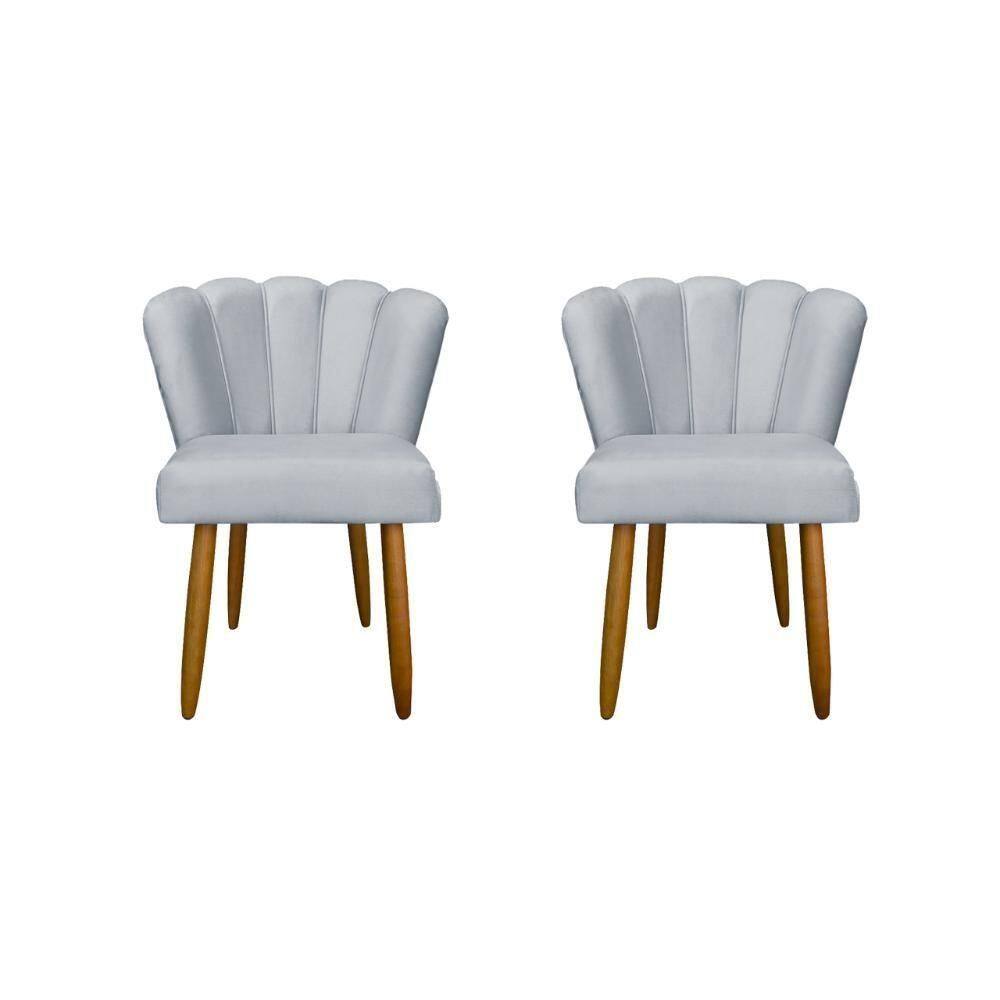 Kit 2 Cadeiras De Jantar Moderna Flor - Balaqui Decor Cor:cinza Cinza
