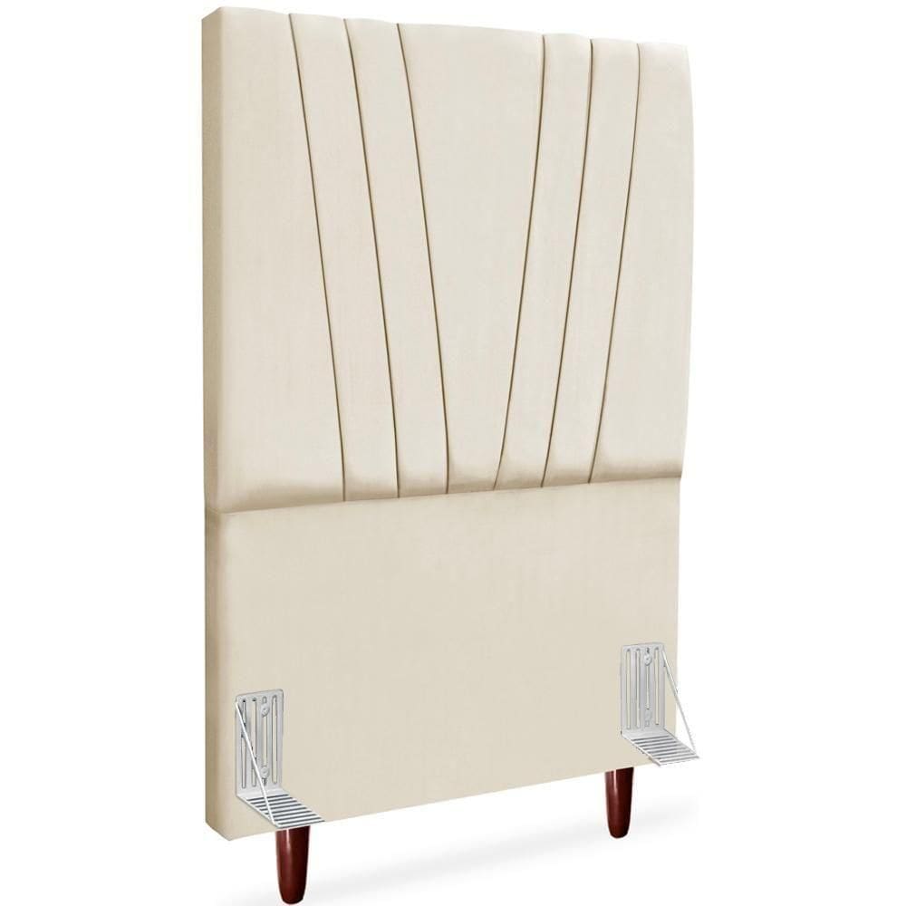 Cabeceira Solteiro 90cm Bell Suede Bege Rm Bege