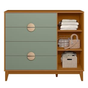 Cômoda Sapateira 1 Porta 4 Gavetas 120cm Ipê Cinamomo/sálvia - Albatroz