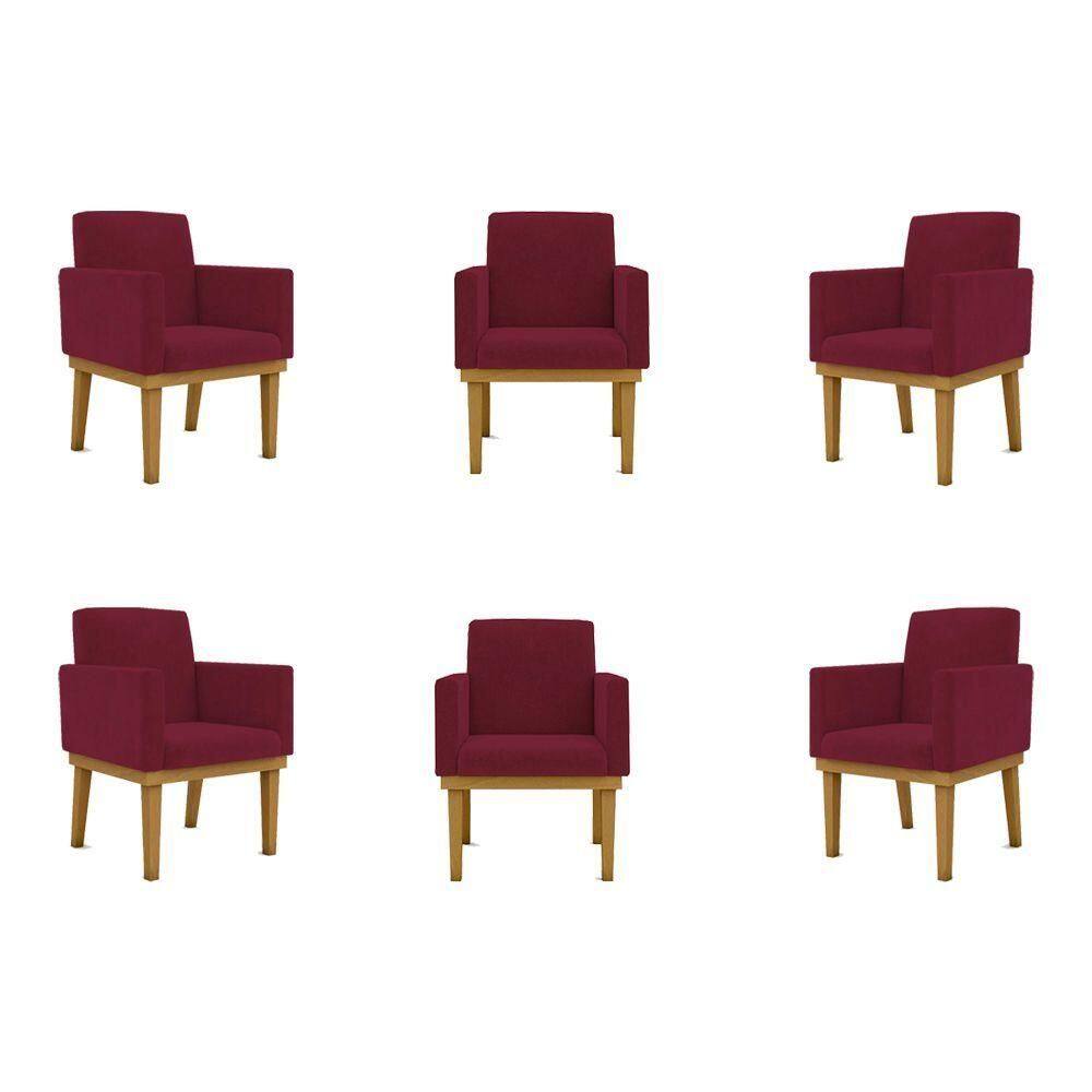 Kit 06 Poltronas Decorativa Reforçada Balaqui Decor Cor:marsala