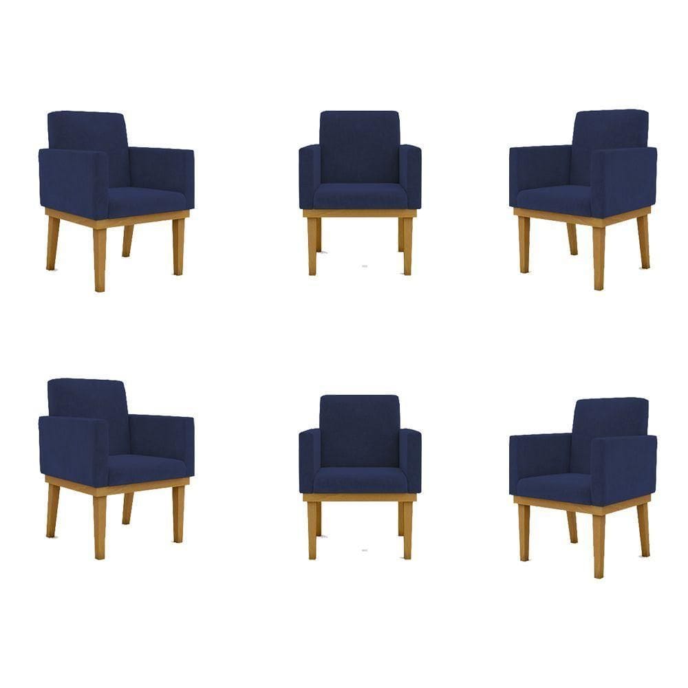 Kit 06 Poltronas Decorativa Reforçada Balaqui Decor Cor:azul Marinho