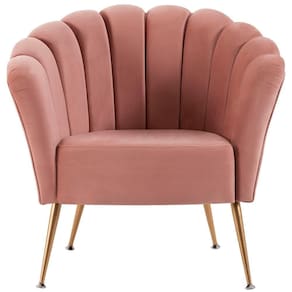 Poltrona Decorativa Pes Aço Dourado 7048 Veludo Rosa Dmobiliario Rosa