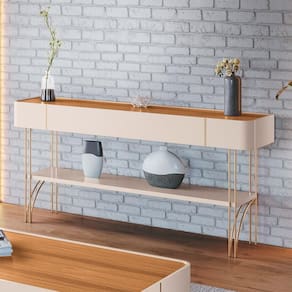 Aparador Decorativo Rennes Mdp-mdf Pés De Aço Off White-cinamomo G26
