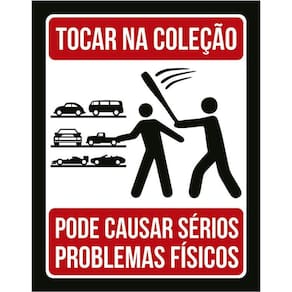 Placa Decorativa - Tocar Na Coleção De Carros Risco 36X46