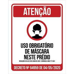 Placa Uso Obrigatório Máscara Estabelecimento Comércio 36X46