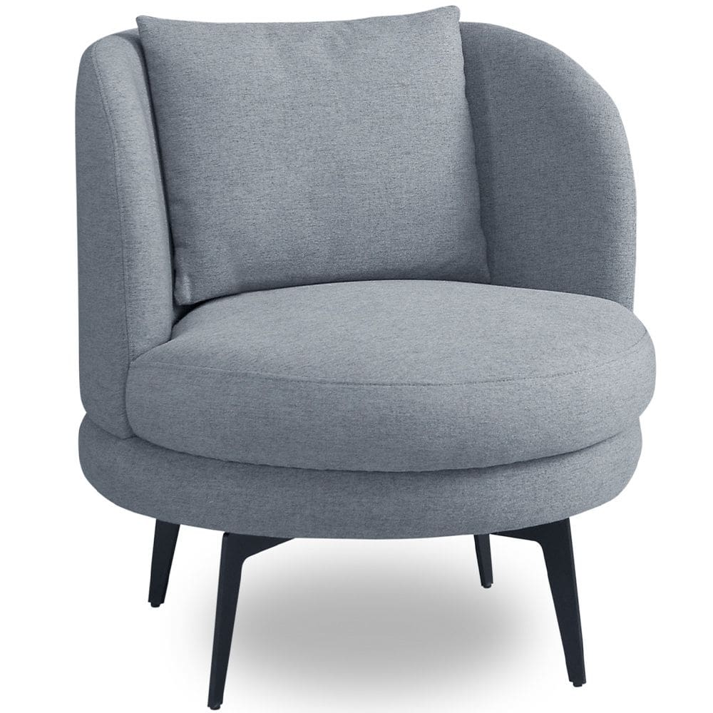 Poltrona Giratória Orgânica Sala de Estar Living Dora T03 Linho Cinza - Lyam Decor