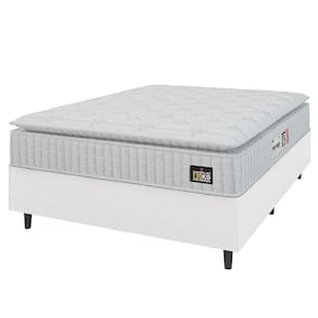 Cama Box Casal Queen Colchão Espuma D33 Pillow Top Van Gogh 158x198x62cm Branco Hellen – Suporta Até 120 Kg Por Pessoa