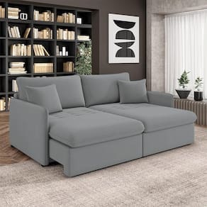 Sofá Reclinável E Retrátil Gandalf Bipartido 254cm Caixa Zero Com Almofadas Veludo Cinza G33 - Gran