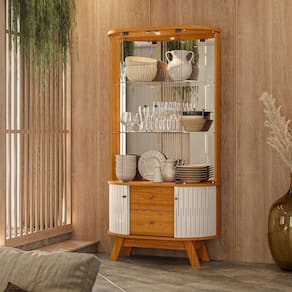 Cristaleira com Espelho 180x90 - 6 Moss Cinamomo/Off White