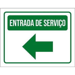 Placa Sinalização Entrada Serviço Verde Seta Esquerda 36X46
