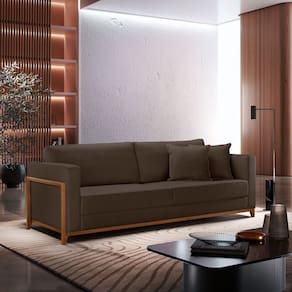 Sofá 3 Lugares Paris Veludo 88cm X 194cm X 90cm Marrom