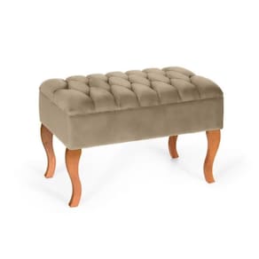Puff Banqueta Soffia Decorativo Captonado para Sala ou Quarto Nude