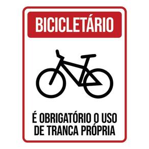 Placa De Sinalização - Bicicletário Obrigatório Tranca 36X46
