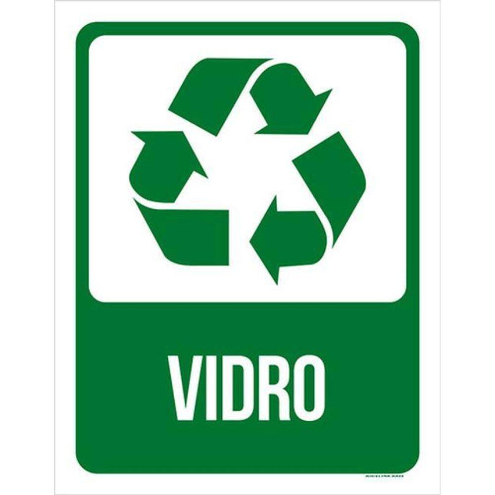 Kit 3 Placas Sinalização - Lixo Verde Vidro