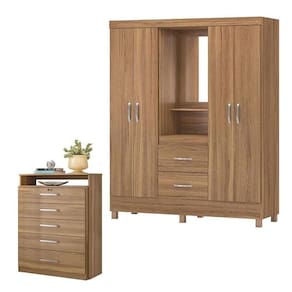 Cômoda Triunfo E Guarda Roupa Casal Lord Amêndola Touch - Demóbile