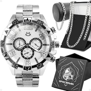 Relógio Masculino Aço Inox Prova D` Água + Corrente +