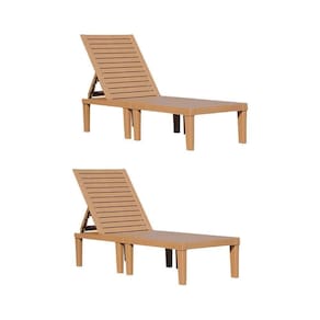 Kit 2 Cadeiras Espreguiçadeira área De Piscina Pool Encosto Reclinável Em Pu Marrom G56 - Gran Belo