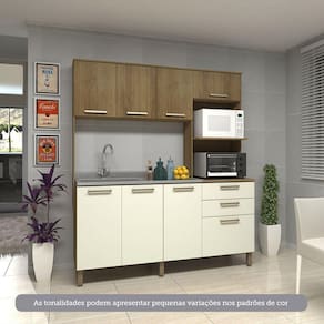Cozinha Compacta 8 Portas E 2 Gavetas Luciane Móveis Carvalho Avelã Arenas