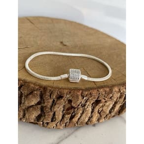 Colecione Momentos: Pulseira Berloqueira Cravejada em Prata 925
