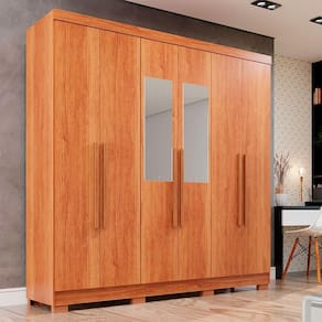 Guarda-roupa Casal 6 Portas Espelho 2 Gavetas Recife Sallêto Cinamomo