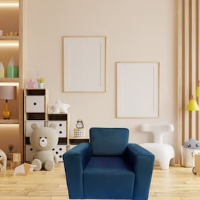 Mini Sofá Infantil Poltrona Criança Estofado com Personagem Azul