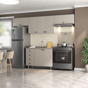 Cozinha Compacta 4 Peças 100% Mdf Bp 1 Balcão 3 Aereos Maranello Branco/Urbi