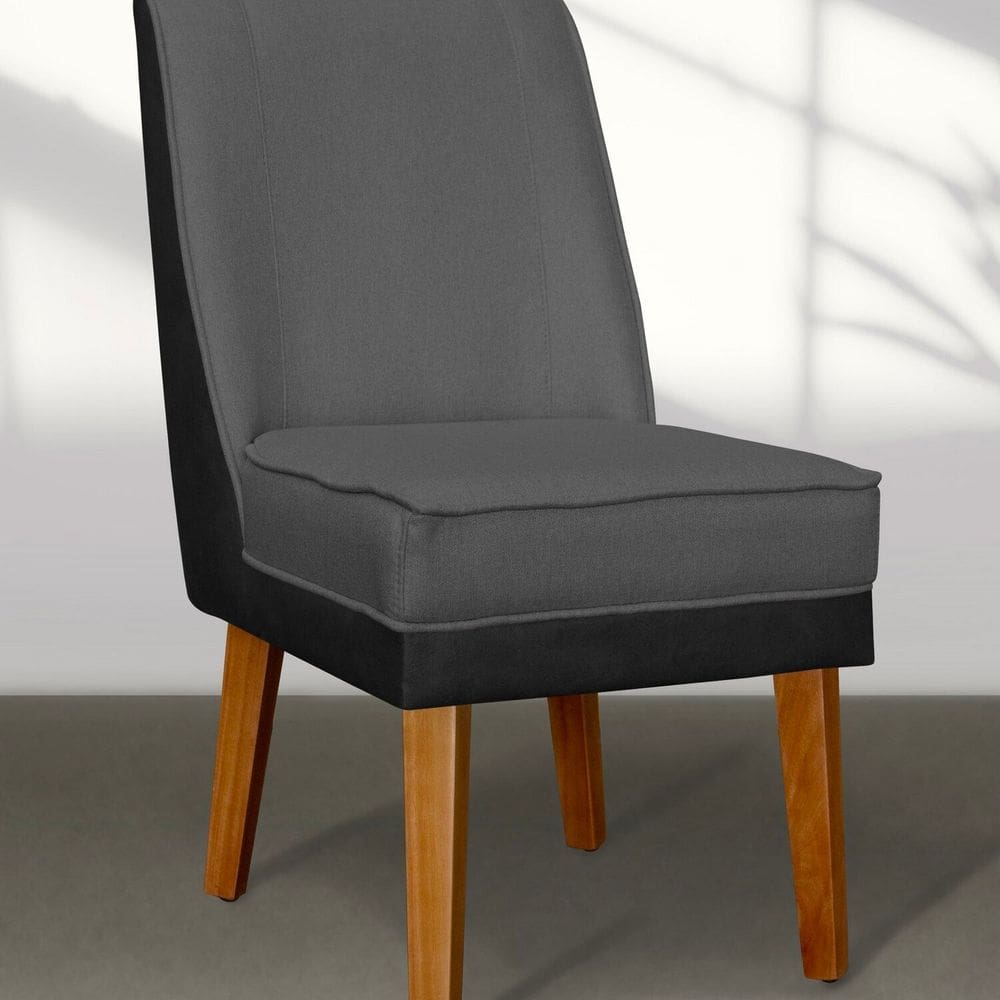 Kit 06 Cadeiras de Jantar Virgínia Composê e Sintético Grafite/Preto